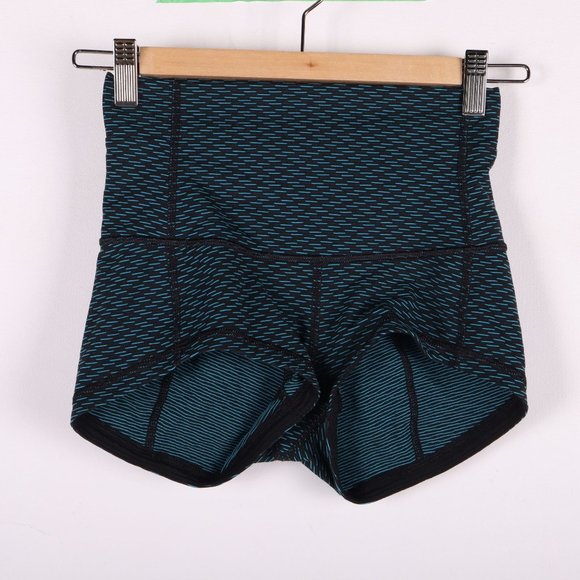 LULULEMON Pattern Green Super Short Bike Short